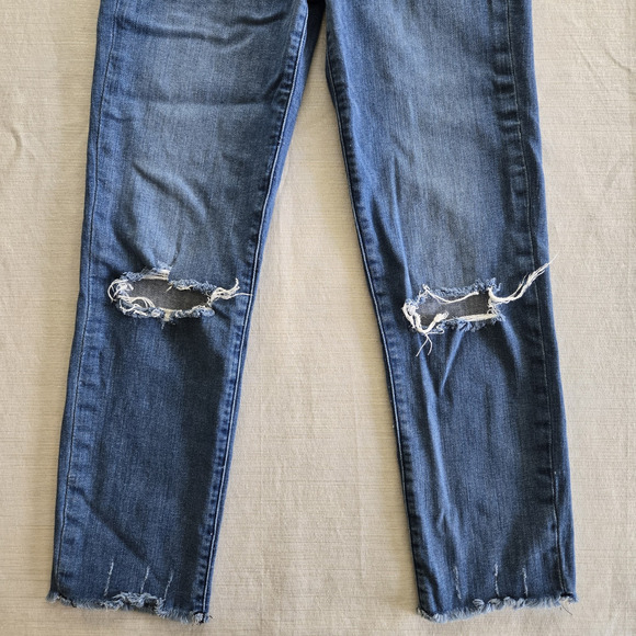 Express Jeans Womens 6 Super High Rise Slim Straight Distressed Stretch Denim - Picture 6 of 13